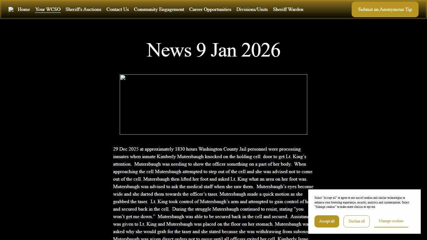 News 9 Jan 2026 — Washington County Sheriff's Office-Ohio